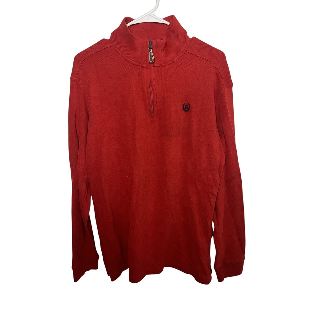 Chaps Mm XL (18-20) 100% Cotton Red Pullover 1/4 Preppy Academia Collegiate‎
